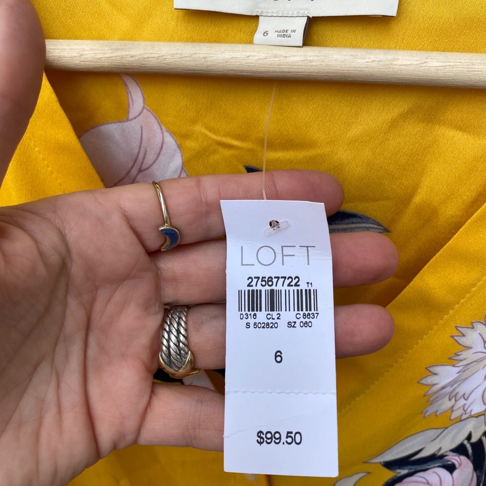 NWT Ann Taylor LOFT Yellow Floral Bouquet Dress - Picture 4 of 8